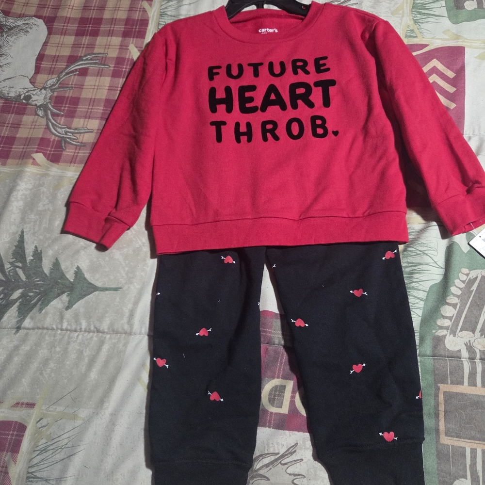 Carter's Red Sweatshirt and Black Joggers Set